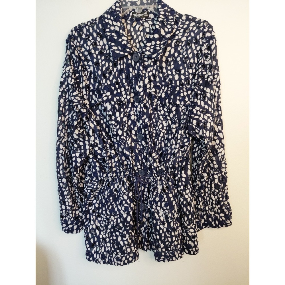 Simply Vera Wang Eyelet Utility Jacket Size XXL DrawstringWaist Navy boho Casual
